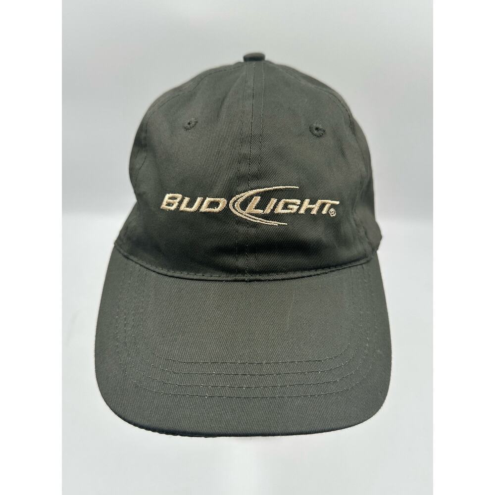 Bud Light Strapback Hat Black OSFA Adjustable Embroidered 6 Panel Cotton